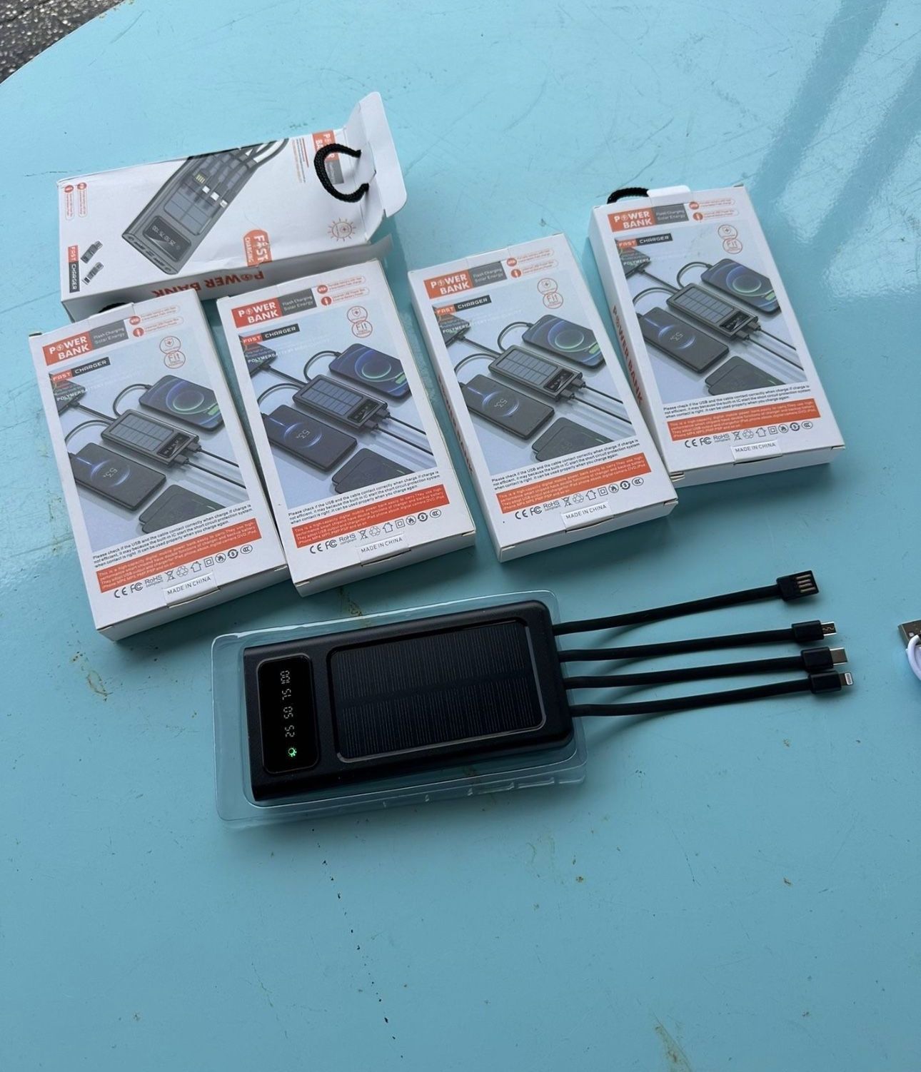 Solar Power Bank With. Multiple Charger Connections $25 Each
