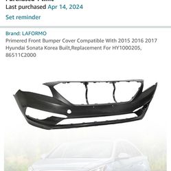 2016 Hyundai Sonata Bumper Cover 