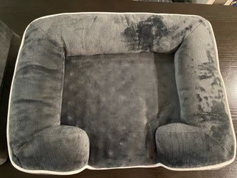 Plush Orthopedic Bolster Dog Bed (Small) – Charcoal Grey (Professionally Cleaned)