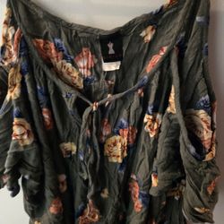 Black XL Blouse With Floral Design