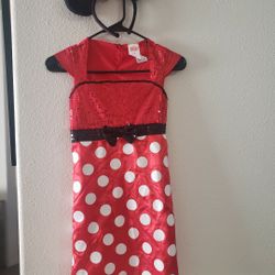 Disney Minnie Mouse Girls Costume With Ears 