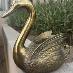 Large 10” Solid Brass Vintage Swan- Mid Century Decor