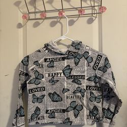 white + blue butterfly hoodie Size 7/8 in kids #butterfly #hoodie