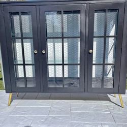 Refinished Black Hutch/ Display Cabinet