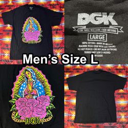 DGK Black T-Shirt Mens Sz Large Virgin Mary Streetwear Skate Virgen De Guadalupe