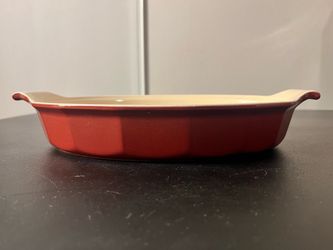 Vintage Emile Henry x Williams Sonoma oval baker dish 13" x 8" Burgundy France