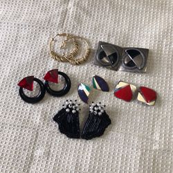 Lovely Lot Of 6 Pair Of Pierced Earrings 