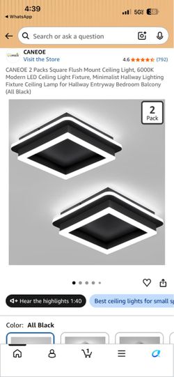 Square Flush Mount LED Ceiling Light 2-Pack