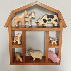 Wooden Barn Toy Shelf