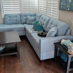 New Aqua Blue Sectional Couch! Includes Free Delivery 🚚! 