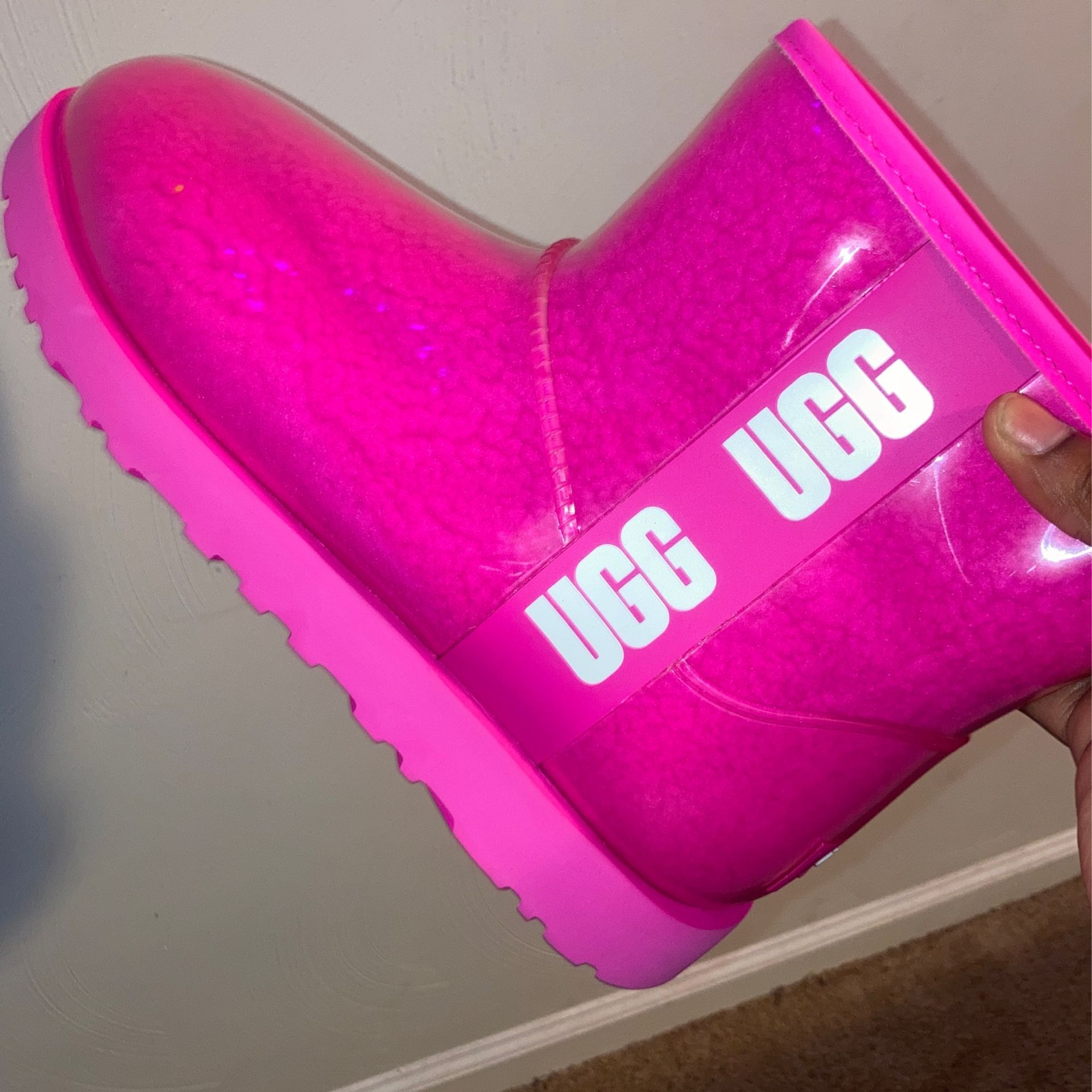 Pink Ugg rain Boots Size 10