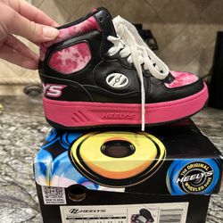 Kids Heelys Reserve Ex High Top Black And Pink Shoes - LIKE NEW
