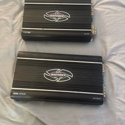 2 Alpine Type R 12” Subwoofer Speakers In Custom Wood Crafted Box,  With 2 (AVAONIXX) Amplifiers 