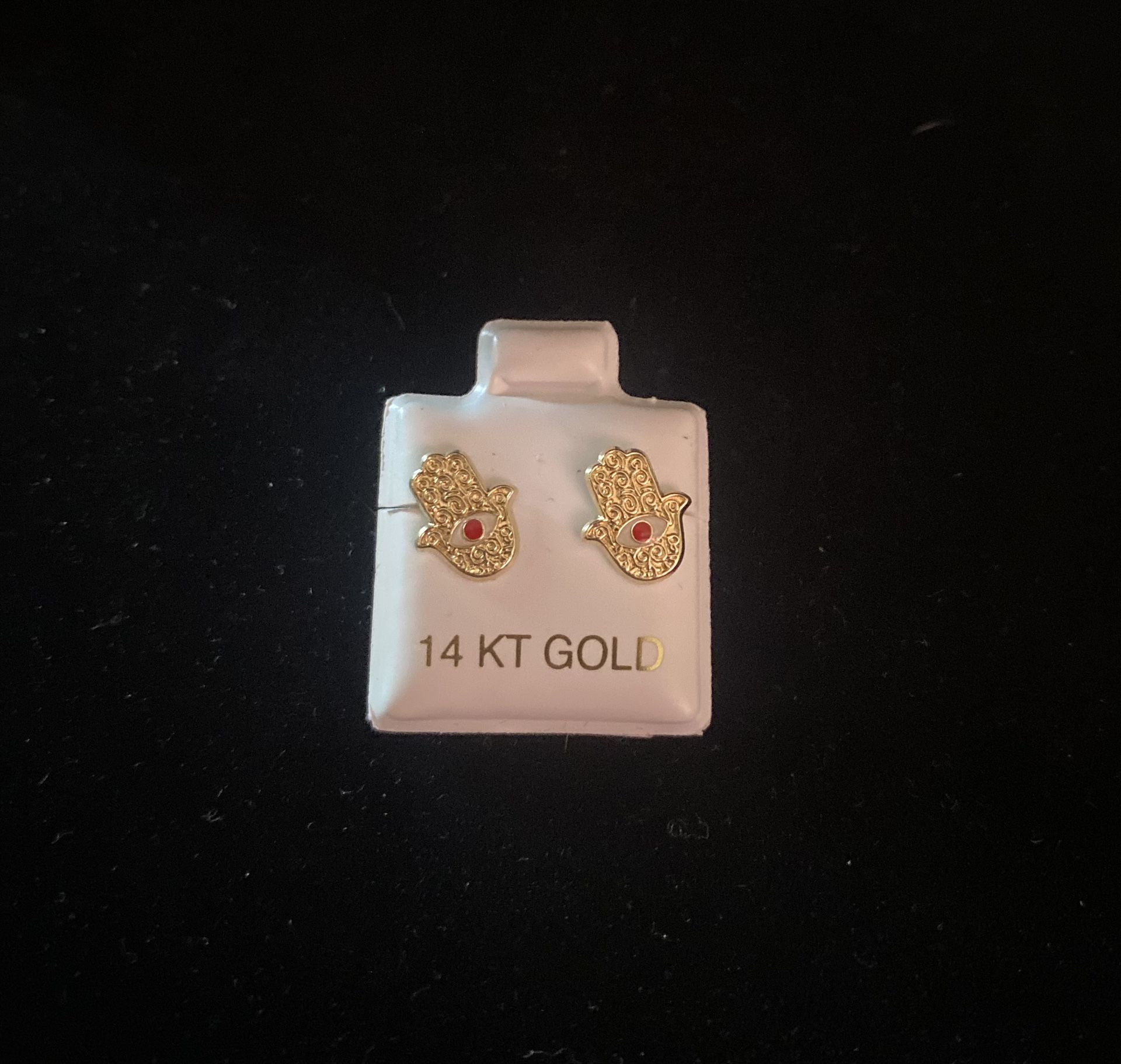 14k Gold Hamsa Stud Earrings Small