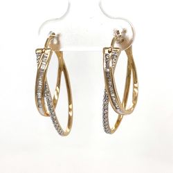 10kt Gold Double Hoop Diamond Earrings .25ctw 3.15grams 147929 11