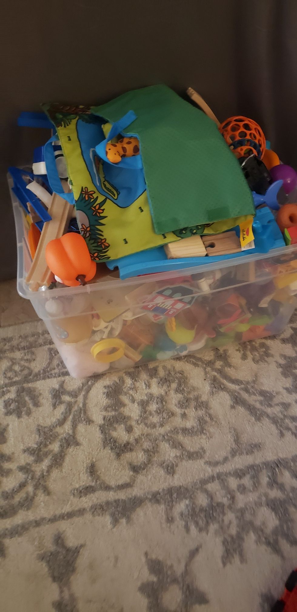 Bin of kids toys