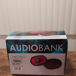 Audiobank 4X 6x9 700 Watt 3-Way Red Car Audio Stereo Coaxial Speakers 

