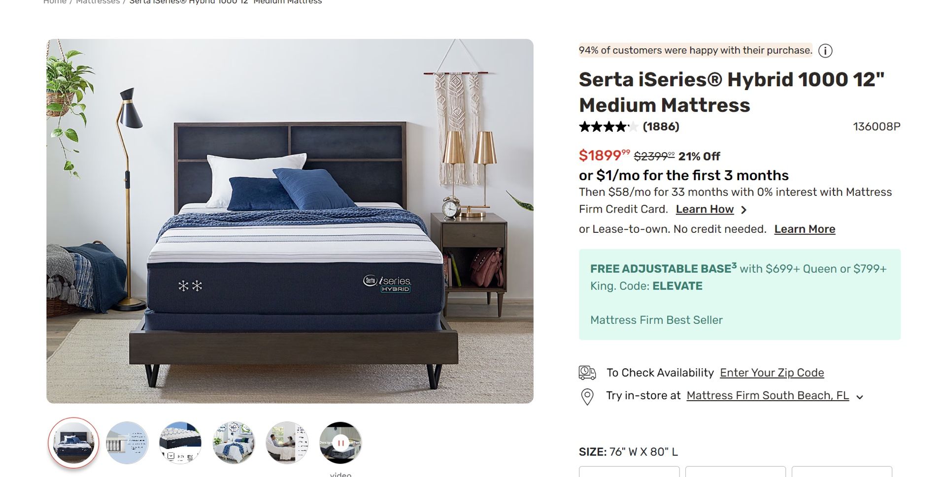 Serta iSeries hybrid 1000 King Mattress Delivery for Sale in Miami