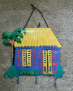 Colorful Metal House Wall Art Key Holder