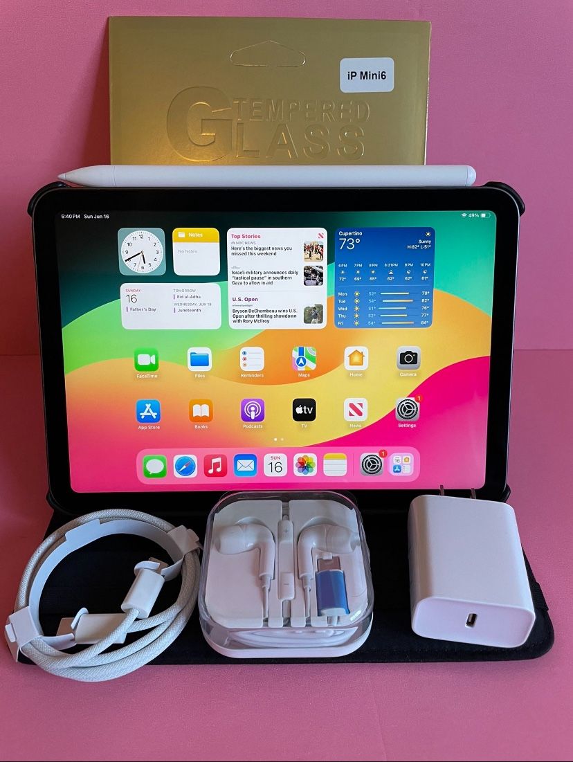 Apple Ipad Mini 6th Generation (8.3” Retina Display) 64GB with stylus pen, case & Accessories (256GB $449) 