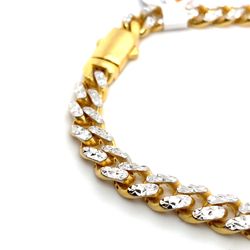 10k Gold Bracelet 8” Two Tone Diamond Cut Hollow Monaco 6.7mm 9.6grams  144584 1