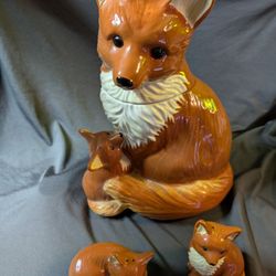Fox Cookie Jar And Salt And Pepper Shakers