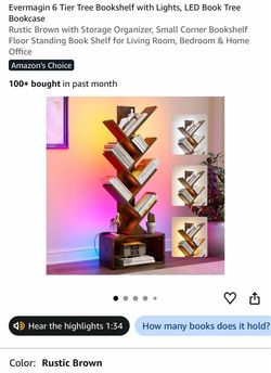 Evermagin 6-Tier Tree Bookshelf with LED Lights