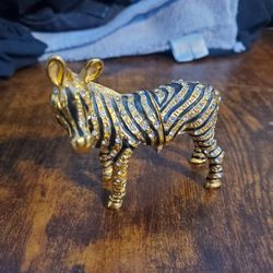 Zebra Enameled Trinket Box "CLIP IS BROKEN"