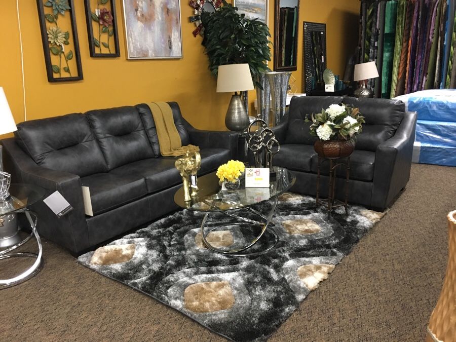 2 pc contemporary stationary sofa and loveseat