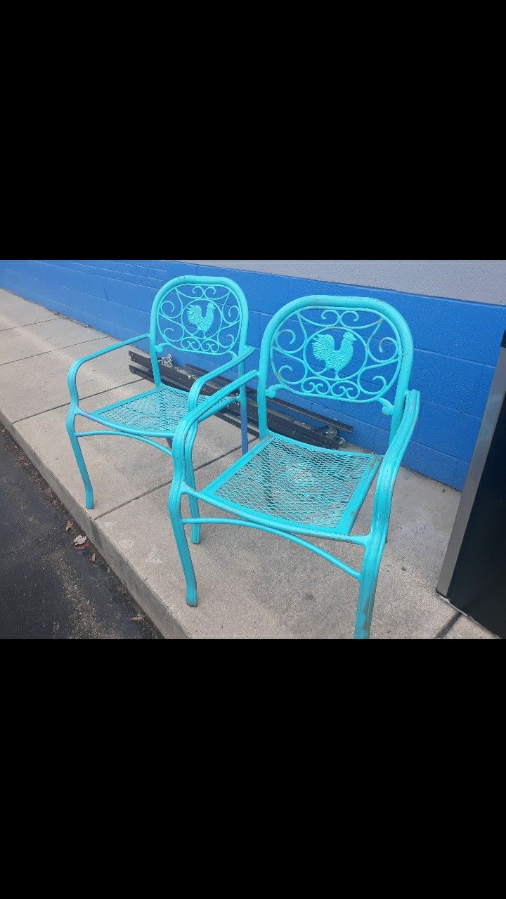 2 metal chairs