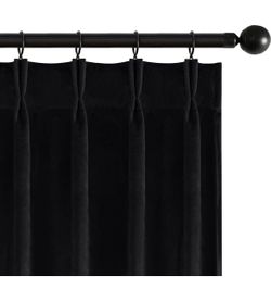 MIULEE Velvet Pinch Pleated Blackout Black Curtains 40x92 Inches