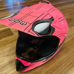 Like New WOW Youth Kids BMX MX Motocross ATV Dirt Bike Helmet Spider Pink