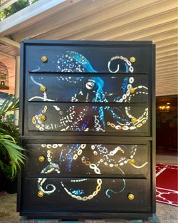 Lurking Kraken Inspired Vintage Chest of Drawers