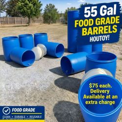 55 Gallon Food Grade Blue Barrels