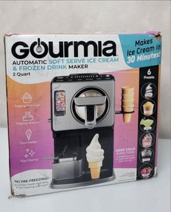 Gourmia GSI1020 2-Quart Automatic Soft Serve Ice Cream & Frozen Drink Maker, 6 One-Touch Presets, Built-In Cooling, Texture Control, Topping Dispenser