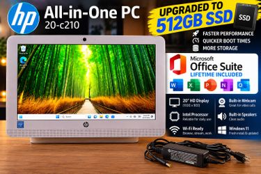 HP 20" All-in-One Desktop PC - Upgraded 512GB SSD + Microsoft Office - Ready to use
