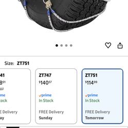 SCC ZT751 Super Z LT Light Truck and SUV Tire Traction Chain Set Pair