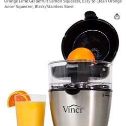 Vinci Hands Free Electric Citrus Juicer, 1-Button Juicer Machine, Orange Lime Grapefruit Lemon Squeezer, Easy to Clean Orange Juicer Squeezer, Black/S