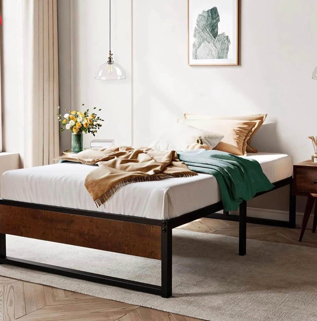 Twin size 14 inch metal platform bedframe