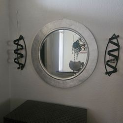 Round Silver Mirror