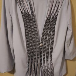 2pc Women's Light Gray Skirt Suit Plus Size 