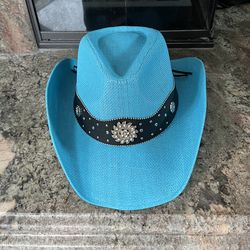 💥 Nice Blue Straw Cowboy Hat