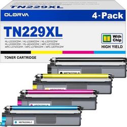 new TN229XL TN229 Toner Compatible for Brother TN229 Toner Cartridges Works for Brother MFC-L3780CDW HL-L3280CDW HL-L3220CDW MFC-L3720CDW , TN229XL 4 