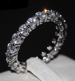 New 18 k white gold wedding ring engagement ring eternity band