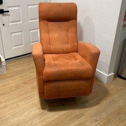 Orange/Rust Swivel Recliner Chair
