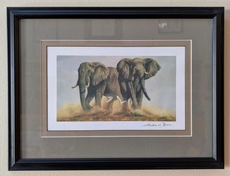 Andrew Bone "The Last Frontier" Signed Seriolithograph Elephants Framed
