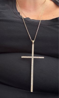 Gold-Tone Crystal Cross Pendant Necklace