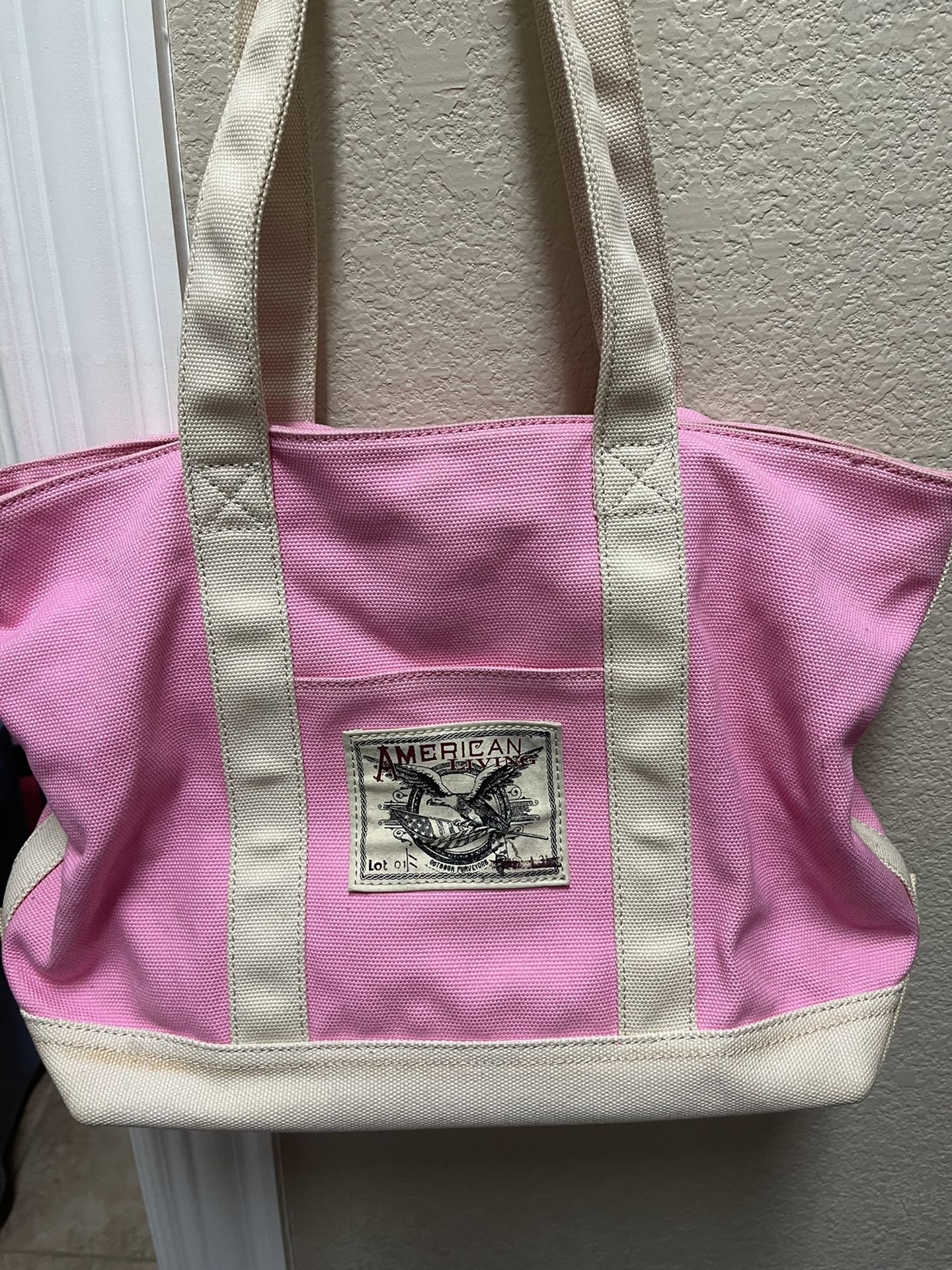 Pink & Cream Canvas Tote