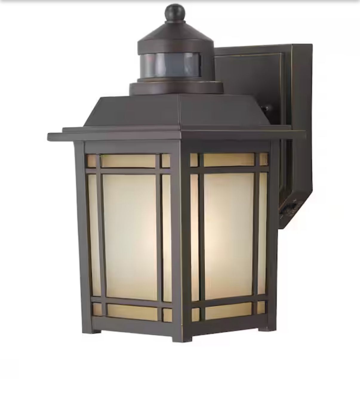 Port Oxford 10.6 in. 1-Light Oil Rubbed Chestnut Motion Sensing Hardwired Outdoor Wall Light Lantern Sconce