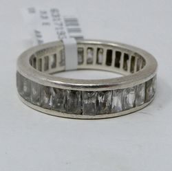 .925 Sterling Silver Ring With Clear Stones